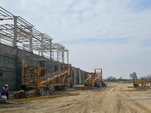 Gypsum Shed- Travelling tripper assembly under progress
