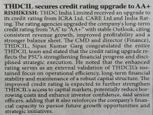 THDC India Limited Secures Credit Rating Upgrade to “AA+”