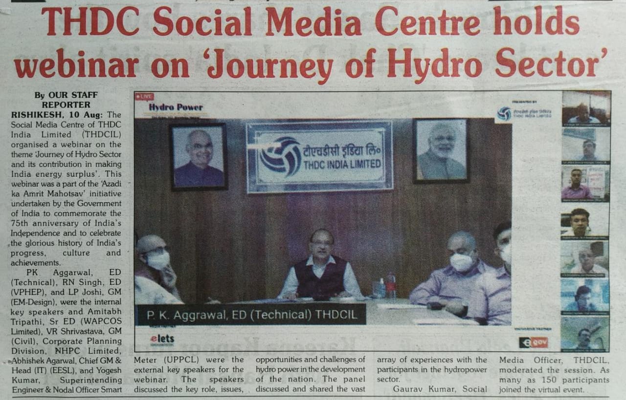 Webinar on Journey of Hydro Sector and its contribution in making India Energy Surplus