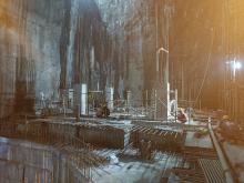 In Unit - 4 of Machine Hall, Concreting of crane beam columns in progress.