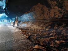 Benching excavation in TRT US face-1 in progress