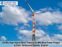 Devbhumi Dwarka Wind Power Project 120 mts high hybrid wind tower