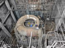 Erection work of Spiral casing in Unit-1 of MH in progress.