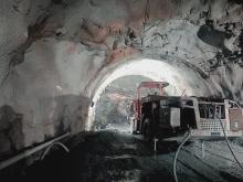 HRT Heading excavation (moving further with steel ribs support and backfill concrete) in progress